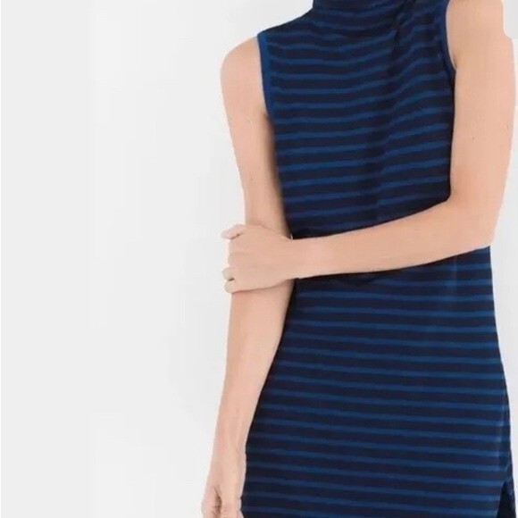 Chico’s Zenergy Mock Neck StripedTank Tunic Blue Black Size 0 - Picture 10 of 14